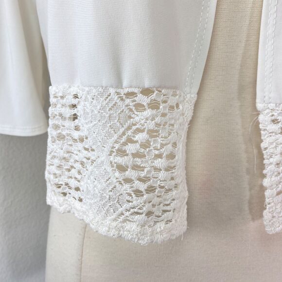 Vintage Michelle Lynn White Cardigan Large Open Front Whimsy Fairy Boho Peasant - Picture 6 of 10